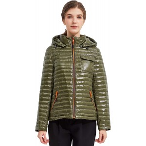 Women's Light Down Jacket Sports Winter Coat Hooded Cropped Puffer Jacket